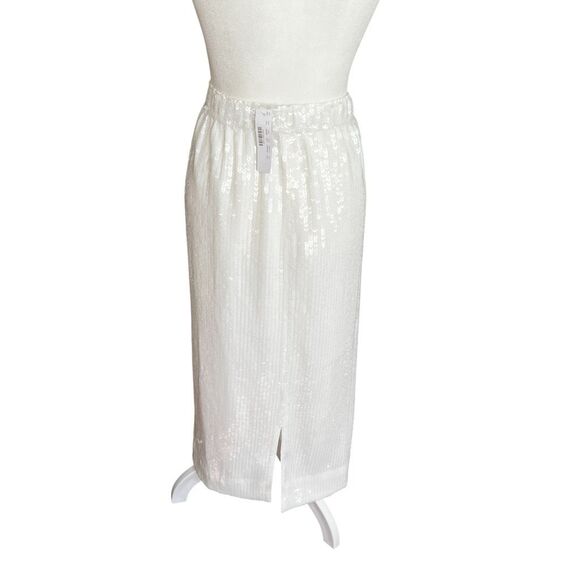 J.Crew Collection White Sequin Midi Skirt NWT XXL Pull On Party - Picture 3 of 5